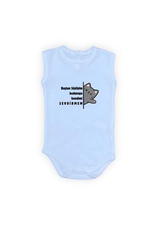 Baştan Söyliyim Kedi Baskılı Bebek Body Zıbın Çıtçıtlı Badi