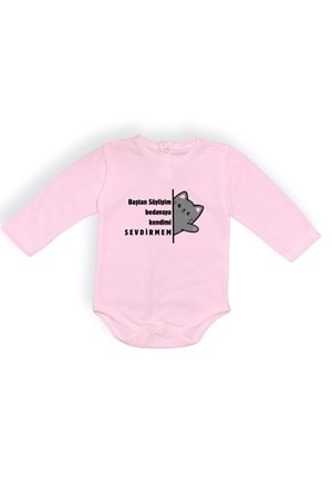 Baştan Söyliyim Kedi Baskılı Bebek Body Zıbın Çıtçıtlı Badi
