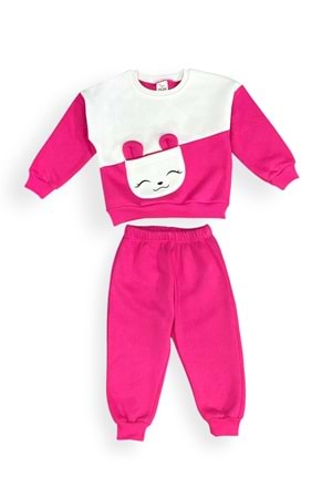 Kulaklı Tavşan 3iplik İçi Polarlı Kız Bebek Eşofman MNK0653