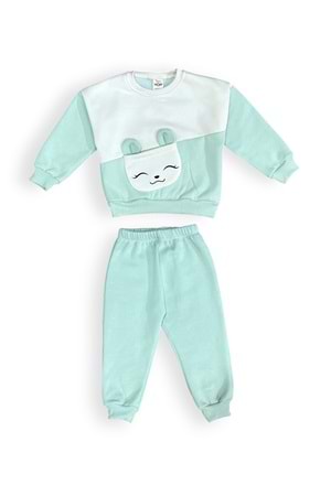 Kulaklı Tavşan 3iplik İçi Polarlı Kız Bebek Eşofman MNK0653