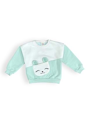 Kulaklı Tavşan 3iplik İçi Polarlı Kız Bebek Eşofman MNK0653