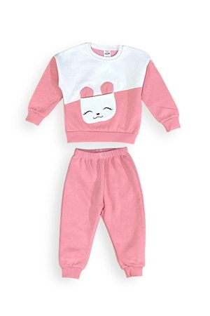 Kulaklı Tavşan 3iplik İçi Polarlı Kız Bebek Eşofman MNK0653