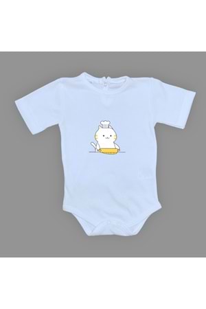 Baskılı Şef Kedi Bebek Çıtçıtlı Body