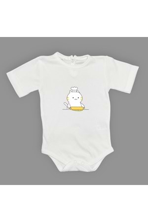 Baskılı Şef Kedi Bebek Çıtçıtlı Body