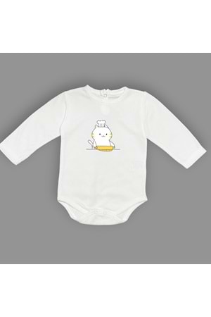 Baskılı Şef Kedi Bebek Çıtçıtlı Body