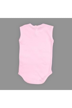 Baskılı Mama Yiyen kedi Bebek Çıtçıtlı Body - MNK0661-AÇIK PEMBE-6 AY