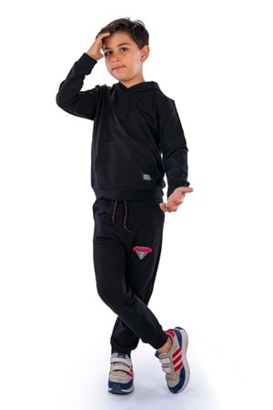 New Design Kanguru Cepli Kapüşonlu Çocuk Eşofman MNK10073