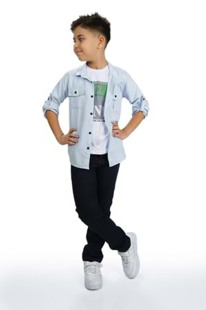 Gömlek , Pantolon , T-Shirt 3Parça Erkek Çocuk Takım MNK1754