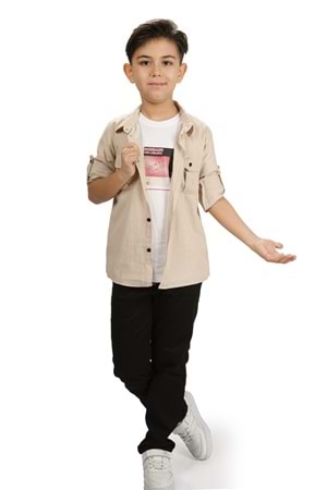 Gömlek , Pantolon , T-Shirt 3Parça Erkek Çocuk Takım MNK1754