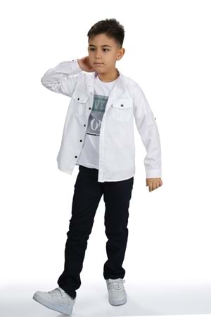 Gömlek , Pantolon , T-Shirt 3Parça Erkek Çocuk Takım MNK1754