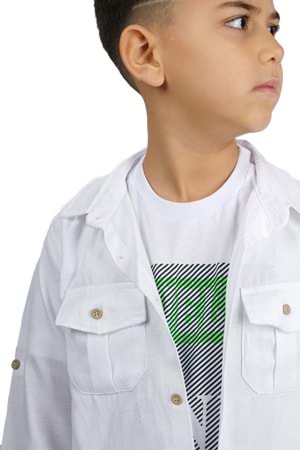 Gömlek , Pantolon , T-Shirt 3Parça Erkek Çocuk Takım MNK1754