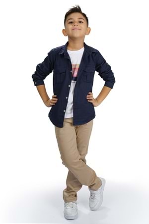 Gömlek , Pantolon , T-Shirt 3Parça Erkek Çocuk Takım MNK1754