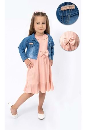 Kot Ceketli Kız Çocuk Elbise MNK2119