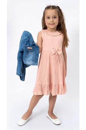 Kot Ceketli Kız Çocuk Elbise MNK2119