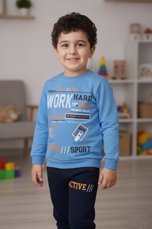 Work Baskılı Erkek Çocuk Eşofman MNK3112