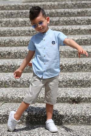 Keten Gömlek Dokuma Pantolon Kemerli Erkek Çocuk Takım MNK4306