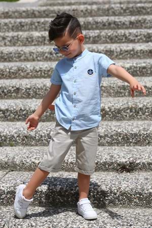 Keten Gömlek Dokuma Pantolon Kemerli Erkek Çocuk Takım MNK4306