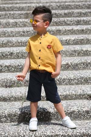 Keten Gömlek Dokuma Pantolon Kemerli Erkek Çocuk Takım MNK4306