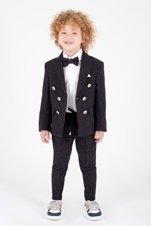 Çizgili Spor Çocuk Ceket, Tişört , Jogger Pantolonlu Takım MNK5695