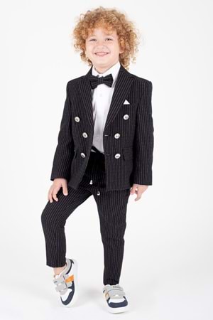 Çizgili Spor Çocuk Ceket, Tişört , Jogger Pantolonlu Takım MNK5695