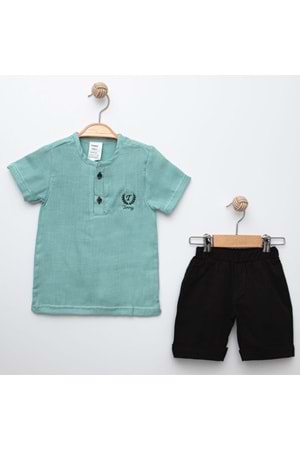 Sıfır Yaka Müslin Erkek Çocuk Takım MNK6389