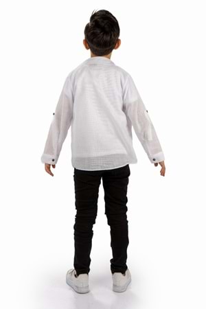 Çift Cepli Gömlek , Pantolon , T-Shirt 3Parça Pamuklu Erkek Çocuk Takım MNK965