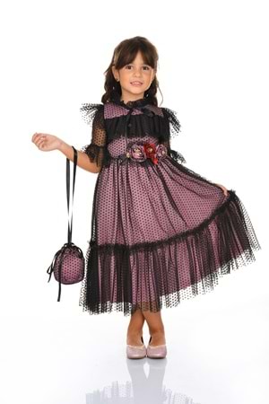 Dantel Vintage Çantalı Elbise MNKA248