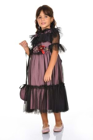 Dantel Vintage Çantalı Elbise MNKA248