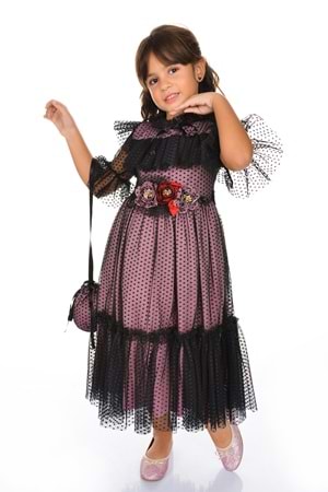 Dantel Vintage Çantalı Elbise MNKA248