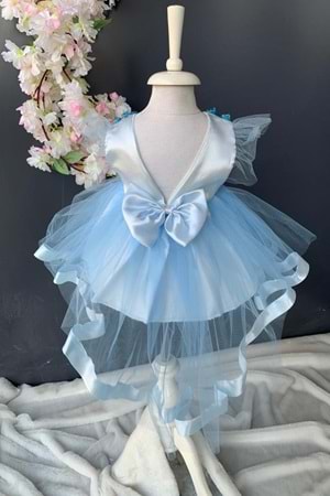 Pul Payet Fiyonklu Saten Kız Bebek Mevlütlük Elbise PNPN176