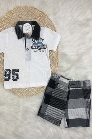 Mnk Yaka Ekoseli Erkek Bebek Takım