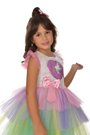 Kız Çocuk Boynuzlu At Pullu Tütü Elbise