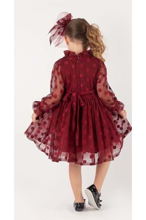 İri Puanlı Dantel Kız Çocuk Elbise