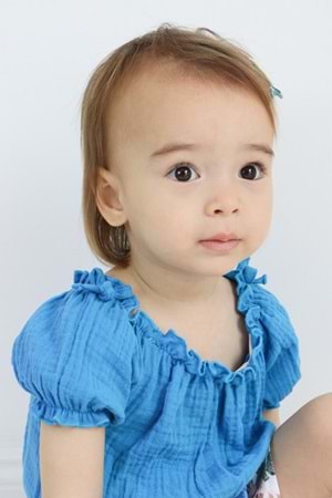 Palmiye Desen Müslin Kumaş Şortlu Kız Çocuk Takım TF7355