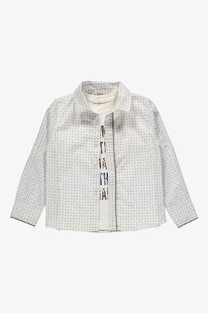 Gömlek ,Pantolon ,T-Shirt Noktalı Desen 3Parça Erkek Çocuk Takım TTR-03NKTL