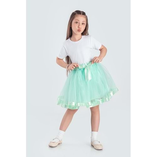 Saten Şeritli Tütü Kız Çocuk Etek M00728