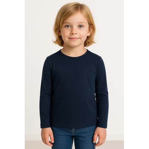 Unisex Çocuk Bisiklet Yaka Uzun Kollu Okul Badi M00748