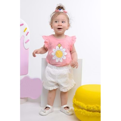 Daisy Pink Kız Bebek Şortlu Takım