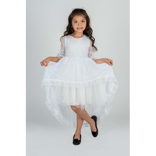 Kuyruklu Model Kız Çocuk Dantel Elbise MNK0482