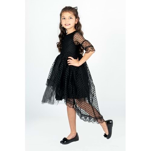 Kuyruklu Model Kız Çocuk Dantel Elbise MNK0482