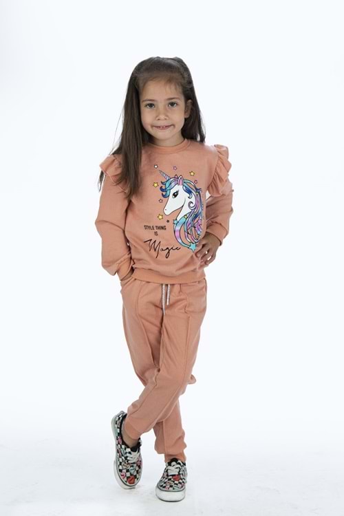 Kız Çocuk Boynuzlu At Eşofman Takımı