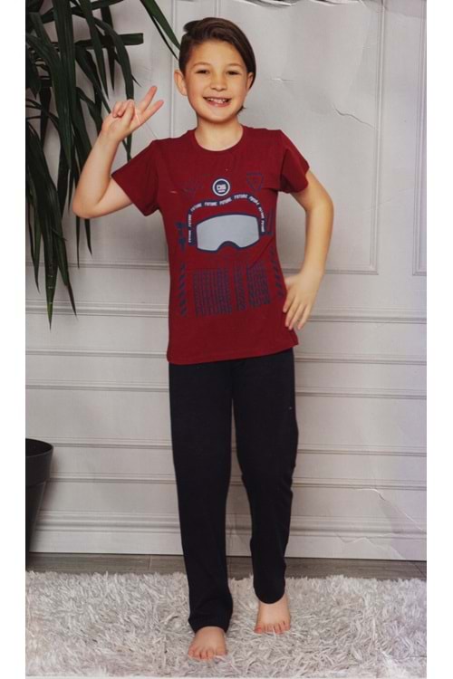 Kısa Kol Tişört , Uzun Pantolon Erkek Çocuk Pijama M00672