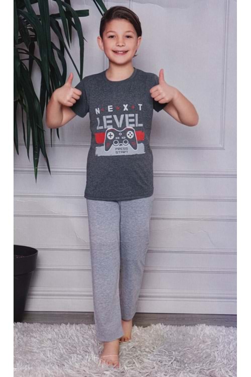 Kısa Kol Tişört , Uzun Pantolon Erkek Çocuk Pijama M00672