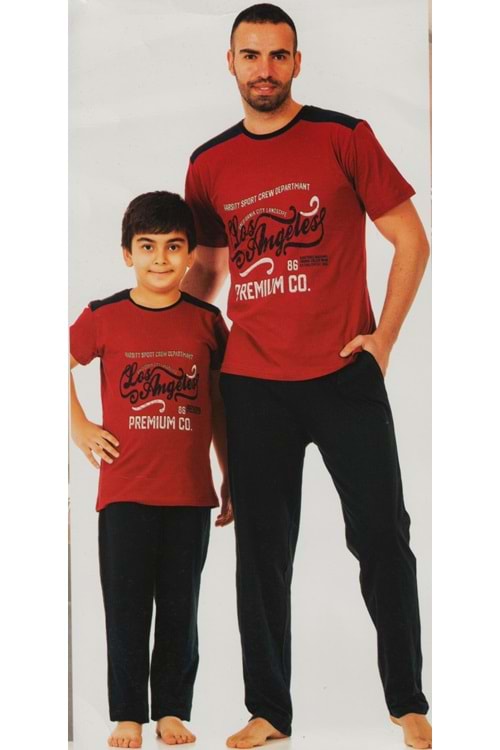 Erkek Çocuk Kısa Kol , Uzun Pantolonlu Penye Pijama Takım M00679