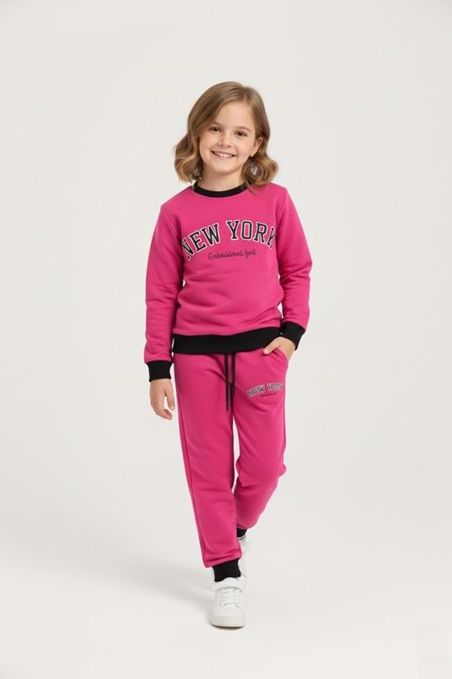 New York Baskılı Kız Çocuk Eşofman M00693