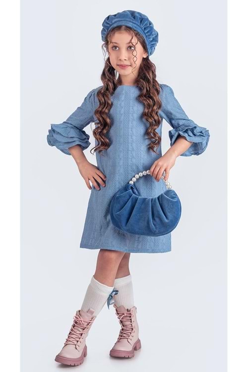 Miss Clarice Kız Çocuk Fransız Bere, Çanta, Çorap Ve Elbise Takım M00704