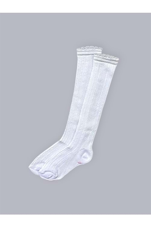 Kız Çocuk Desenli Diz Altı Çorap M00709