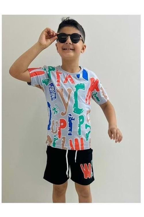 Erkek Çocuk Baskılı Şortlu Yazlık Takım M00710