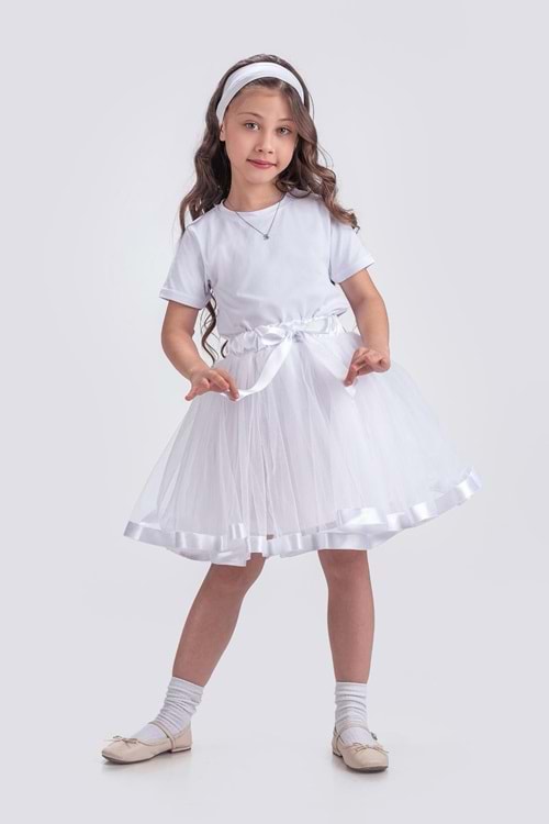 Saten Şeritli Tütü Kız Çocuk Etek M00728
