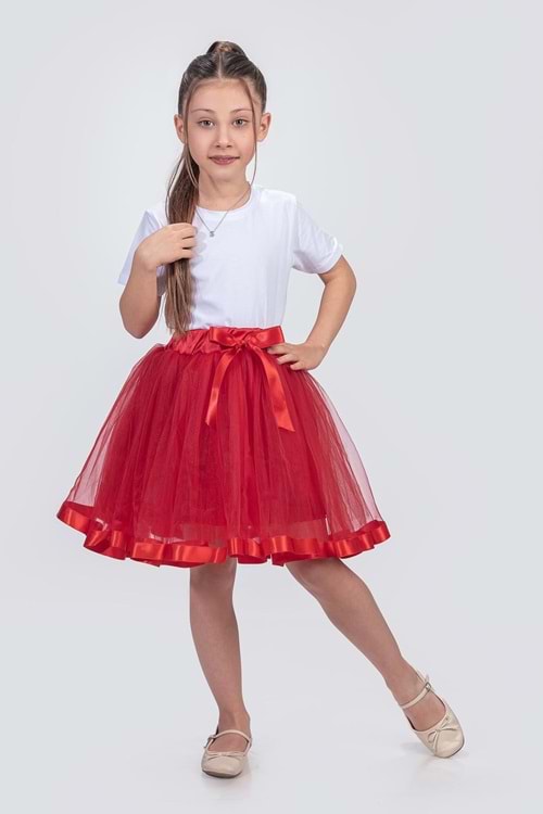 Saten Şeritli Tütü Kız Çocuk Etek M00728
